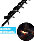 Beefed-Up Heavy Duty 23 Inch Post Hole Auger Drill Bit With Two Sharp Thickened Blades, 8-Spiral Flights, Manganese Steel, Black