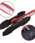 Heavy Duty Brake Caliper Press And Piston Spreader Kit With Ratchet Includes 2 Extra Steel Plates For Single Twin Or Quad Piston Calipers Pro Grade Auto Repair Tool For DIY Mechanics showing red handle and ratchet mechanism