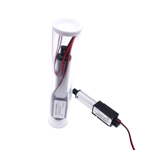 Super Cool DC 12V Linear Actuator Motor With 30mm Or 50mm Stroke For Smooth Industrial Automation and Robot Upgrades, shown in clear casing.