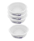 Four Piece Bowl Planter Set For Water Lilies, Lotus And Daffodils Hydroponic Flower Pots For Indoor Gardens, white plastic bowl planters stacked and one separate