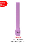 Top Tier XXL Extra Long Alumina Nozzles 6.5mm Bore 89mm Length Ceramic Cups For WP9 WP20 WP25 Torches in pink color.