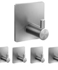 Black Matte Stainless Steel Towel Hooks 4 Pack Heavy Duty Wall Hooks Stick On Adhesive For Coat Hat Towel Bathrobe Key Holder Durable Waterproof Easy Install Now shown in a set of five hooks.