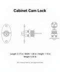 Stainless Steel Cam Lock Replacement With 2 Keys For Beefed Up Secure Storage dimensions illustration