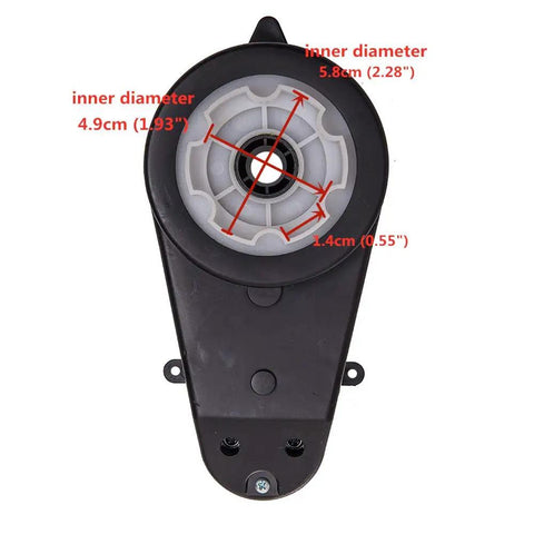 12V DC Motor Gearbox For Kids Ride On Cars With High Torque Drive Engine RS550 40000RPM front view with size details