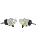 Pair Of Hydraulic Uni-Servo Cylinders For 10 And 12 Inch Marine Trailer Brakes, aluminum, silver and black, front view