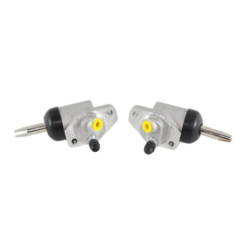 Pair Of Hydraulic Uni-Servo Cylinders For 10 And 12 Inch Marine Trailer Brakes, aluminum, silver and black, front view