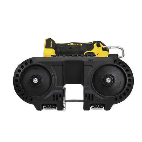 Front view of Atomic 20V Max Cordless Brushless Compact Bandsaw Bare Tool Only 1-3/4 Inch Cut Capacity with durable pivot guard.