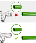 Diagram illustrating connection compatibility for One Quarter Inch Push To Connect Air Line Tee Fittings Brass Five Pack Built Tough.
