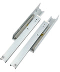 Pair of Three-Section Hidden Bottom Rail Mounted Buffer Damping Drawer Slides, 10 Inch, 2 Pack, showing three-fold handle and plates.