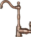 Antique Copper Old School Vibe Single Handle Widespread Kitchen Bar Faucet With Solid Brass Construction Drip Free Ceramic Cartridge