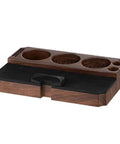 The Legit Non Slip Portafilter Rack And Coffee Distributor Holder Tamper Stand Tool Organizer Tamping Station For Home Barista Espresso Brewing Tools Badass Setup with wooden finish and rubber base.