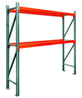 Heavy Duty 2 Tier Pallet Rack Starter Frame 48X96X96 Steel Warehouse Storage Rig showing orange beams and support structure.
