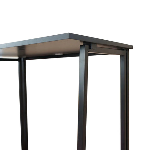 Rock Solid Collapsible Gaming Desk, No Sweat Folding Laptop Table For Home Office Hustle, black metal legs and particleboard top