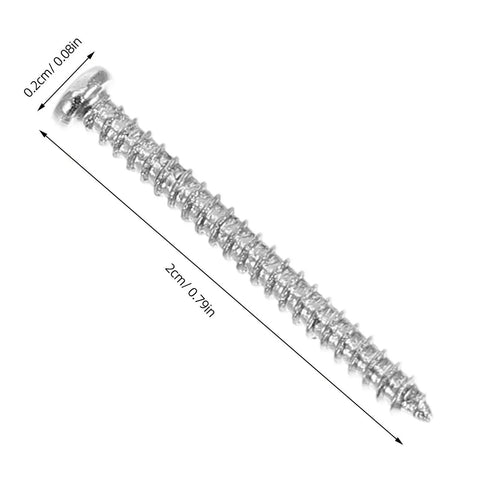800 Piece M2 Round Head Self Tapping Screws Carbon Steel Set for Wood and Metal Projects, close-up single screw with dimensions