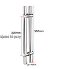 Heavy Duty Stainless Steel Door Handle Set With Adjustable Hole Spacing Modern Pull Push Bar For Sliding Doors Ideal For Bathroom Showers Kitchen Cabinets Wardrobes And Glass Doors 500mm Length, 500mm stainless steel handle with adjustable hole spacing