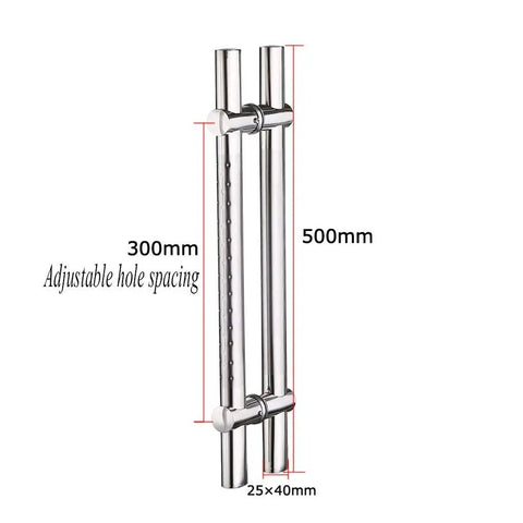 Heavy Duty Stainless Steel Door Handle Set With Adjustable Hole Spacing Modern Pull Push Bar For Sliding Doors Ideal For Bathroom Showers Kitchen Cabinets Wardrobes And Glass Doors 500mm Length, 500mm stainless steel handle with adjustable hole spacing