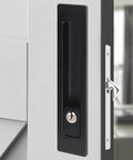 7.1 Inch Sliding Door Mortise Lock Latch With Invisible Recessed Handle For Interior Wood Pocket Doors Black Finish Installed