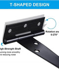 Black T-shaped hinge with high-strength shaft, rotation angle 0-270°, for folding and glass doors in homes, offices, and shops.