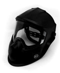 Professional Grinding Face Shield Featuring Anti Fog Lens And Wide View Protector For Industrial Work and Woodworking Shops Built Tough To Handle Gnarly Debris No Stress At All Top Tier, black design with adjustable ratchet headband