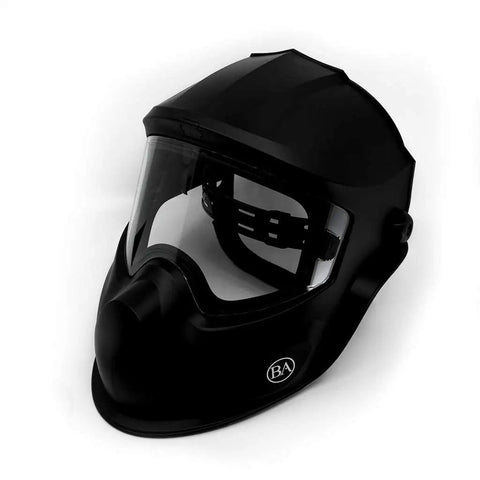 Professional Grinding Face Shield Featuring Anti Fog Lens And Wide View Protector For Industrial Work and Woodworking Shops Built Tough To Handle Gnarly Debris No Stress At All Top Tier, black design with adjustable ratchet headband