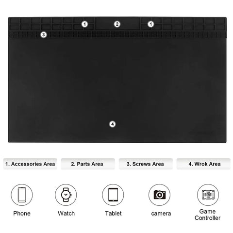 Top view of Extra Large Anti Static Soldering Mat Pro Grade Gear Heat Resistant 932 Degrees Fahrenheit Silicone ESD Safe Work Pad