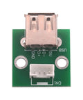 Top view of USB 2.0 Female to PH 2.0 Pitch Terminal Adapter Board for PCB conversion and data cable testing prototyping kit.