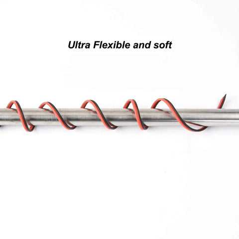 Ridiculously Flexible 14 Gauge Silicone Wire Set 66 Ft Total Dual Color Black And Red Oxygen Free Stranded Tinned Copper Cable High Temperature Resistance Perfect For Car Audio Electronics And DIY Hook Up coiled around metal rod
