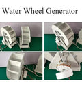 Hydroelectric Turbine Generator 100W for Outdoor Lighting and Household Power Equipment with Silent Belt Drive visible on table.