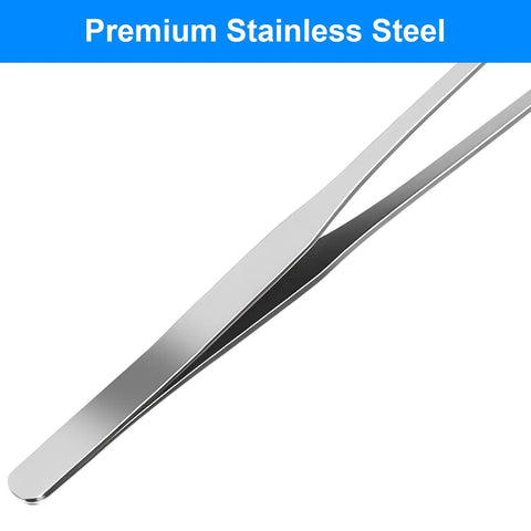 Close-up of Two Pack Reptile Feeding Tongs 10.6 Inch Straight And Curved Extra Long Tweezers Pro Grade Stainless Steel Feeding Tools