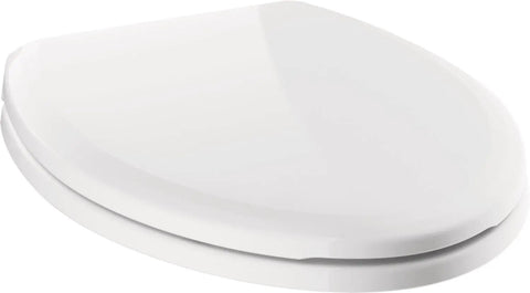 Sanborne Elongated Slow Close Toilet Seat With No Slip Bumpers Durable Comfort White Finish Designed for Quiet Operation