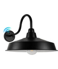 Dusk To Dawn Outdoor Barn Light 16 Inch Dome Exterior Wall Mount Fixture Black 1 Pack Industrial Farmhouse Sconce with sensor