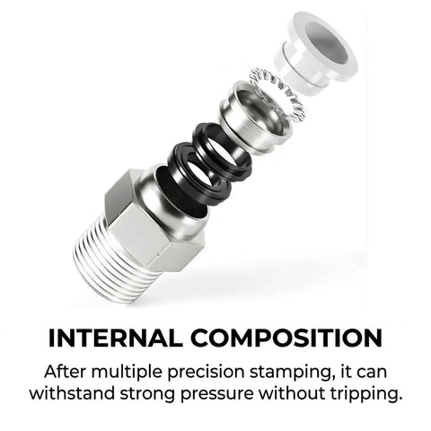 Push To Connect Pneumatic Straight Male Fittings 1/4 Inch Tube OD X 1/4 Inch NPT Thread PC1/4-N02 Pack Of 10 For Air Lines And Pneumatic Tools, Durable Quick Connectors exploded view