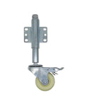 Tough As Nails 2 Piece 3 Inch Heavy Duty Gate Caster Kit Featuring Spring Loaded Swivel Rubber Wheels, top view of caster.