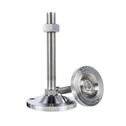Built Like A Tank Adjustable Leveling Feet 2 Pack Top Shelf 304 Stainless Steel Swivel Furniture Glides with M8 M10 M12 threads.