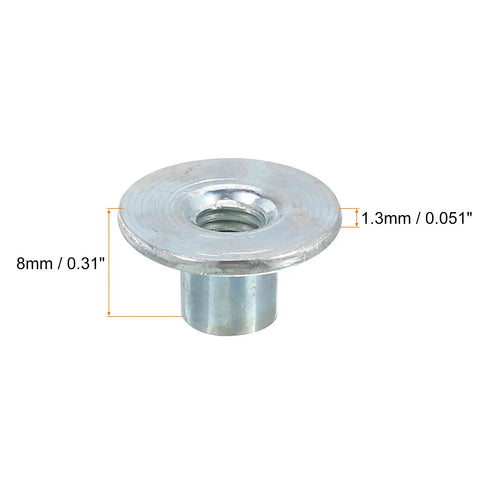 Rock Solid M5 T Nuts 24 Pack Carbon Steel Tee Nuts round base measuring 8mm height and 15mm diameter for tough workshop jobs.