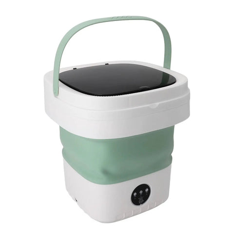 Super Portable 12L Mini Washing Machine And Foldable Spin Dryer, compact design with a green and white color scheme.