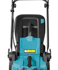 Smooth Operator 18V Li Ion Cordless Lawn Mower With 330mm Two Tooth Mulching Head Three In One Grass Clipping Catcher view from front