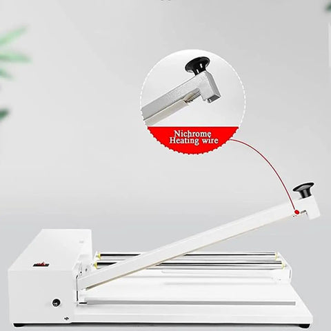 Super Cool Adjustable Speed Shrink Packaging Machine With Hot Air Gun And Manual Heat Sealer, featuring nichrome heating wire for efficient sealing.