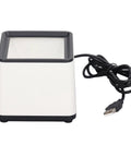 Plug And Play 2D Barcode Scanner For Desktop POS And Retail, Fast Response Barcode Reader with USB cable, front view.
