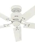 52 Inch Ceiling Fan Without Light For Indoor Or Outdoor Use, Matte White Finish, Damp Rated, 5 Blades, Side View