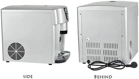 Countertop Ice Maker Machine With One Button Operation And Rapid Fast Ice Production Portable Kitchen Appliance For Home Use side and back view