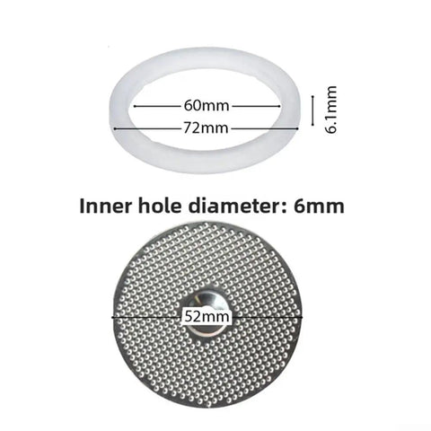 Pro Grade Espresso Coffee Machine Brew Head Seal Ring And Shower Screen Kit With 304 Stainless Steel Mesh And Silicone Gasket For 3601 3605 3200 Series Espresso Machines, 72mm ring 52mm screen