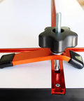 Close-up of clamp on 36 Inch Double Cut Universal T Track With Wood Screws 2 Pack For Drawer Cabinet And Workshop Projects aluminum track
