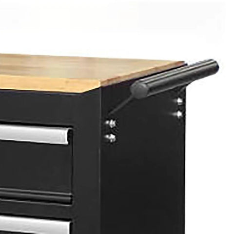 Built Like A Tank Steel Tool Cabinet With Multiple Lockable Drawers For Heavy Duty Garage Setups And Rust Resistant Workshop Storage That Keeps Your Gear Tight On Tough Projects close-up of sturdy steel body and pull handle.