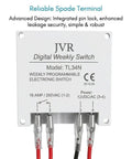 Front view of Programmable 12V Timer Switch With 16 Independent On Off Schedules, Timing Range From 1 Minute To 7 Days, showing terminals.