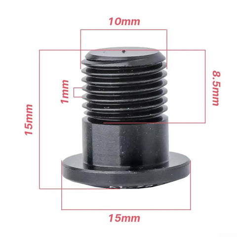 2 Pack M10 X P1.0 Bike Rear Derailleur Hanger Bolts Aluminum Alloy 15mm Length 6mm Hex Purple Finish, side view with dimensions