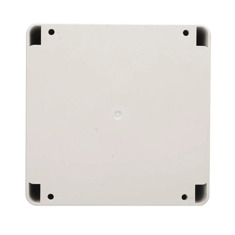 Top view of Electrical Panel Box 120x120x90mm ABS Plastic Enclosure with rustproof metal mounting holes and concealed design.