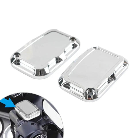 Beefed Up CNC Chrome Brake Fluid Cap Cylinder Reservoir Cover And Clutch for Harley 2008-2020 Touring Models, two pieces