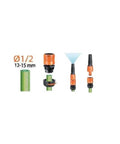 Heavy Duty Quick Connect Hose Fittings Half Inch Female Rubber Stop Coupling for Garden irrigation with rubber and plastic components.