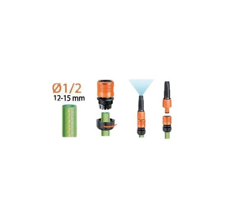 Heavy Duty Quick Connect Hose Fittings Half Inch Female Rubber Stop Coupling for Garden irrigation with rubber and plastic components.